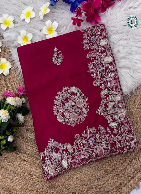 Jk 328 Silk With Embroidery Work Sraee Wholesale Suppliers In Mumbai